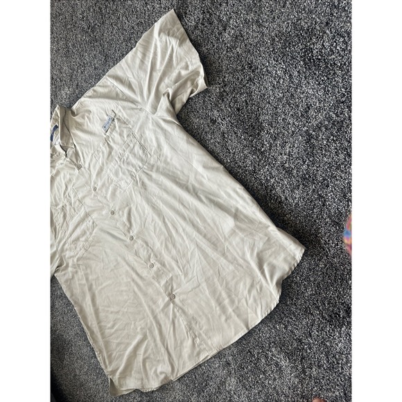 Columbia Shirt Mens Shirt 5XL PFG Short Sleeve Vented Button Up Khak Hiking Fish - Picture 5 of 16